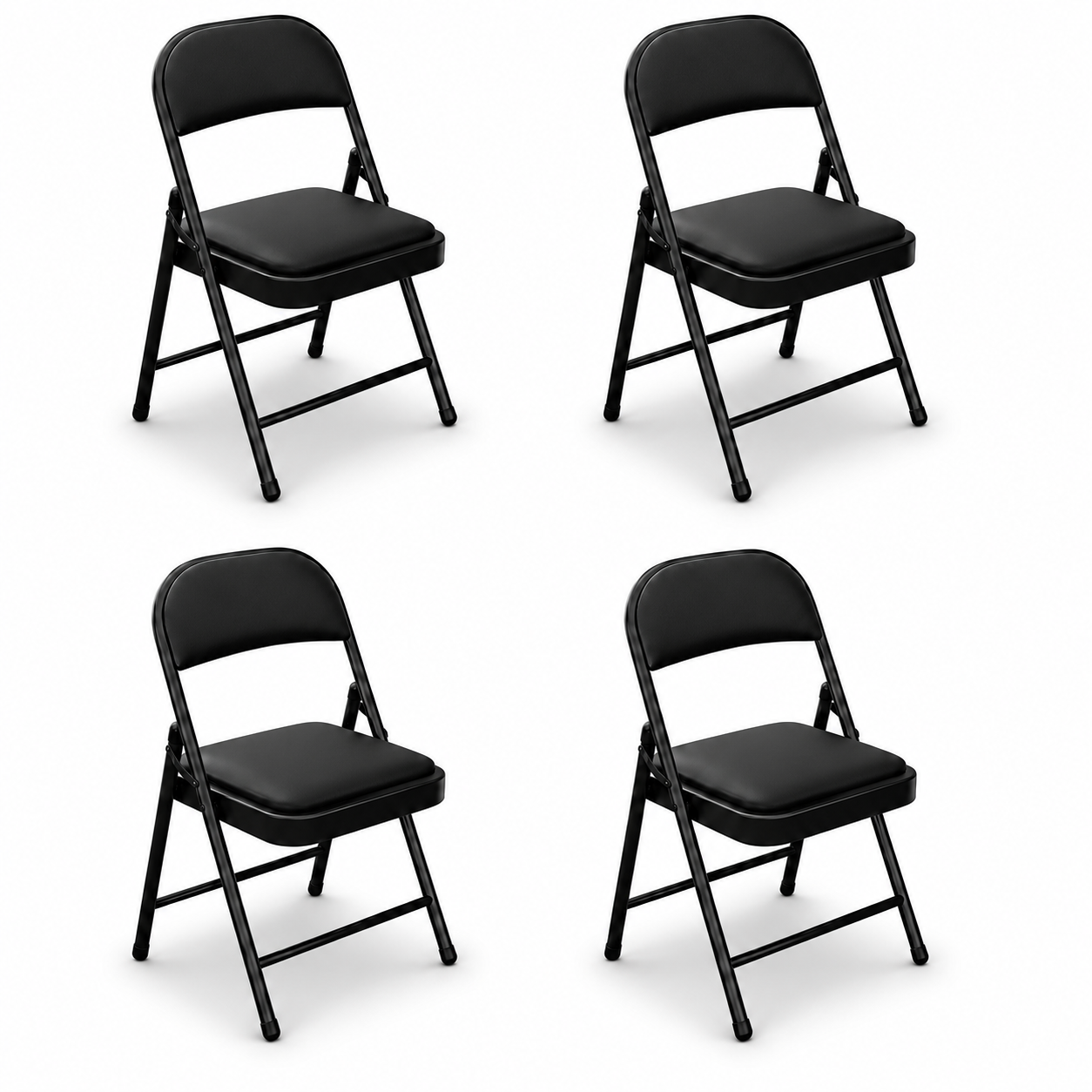 Set 4 gepolsterte Klappstühle aus schwarzem Stahl – BricoandPool