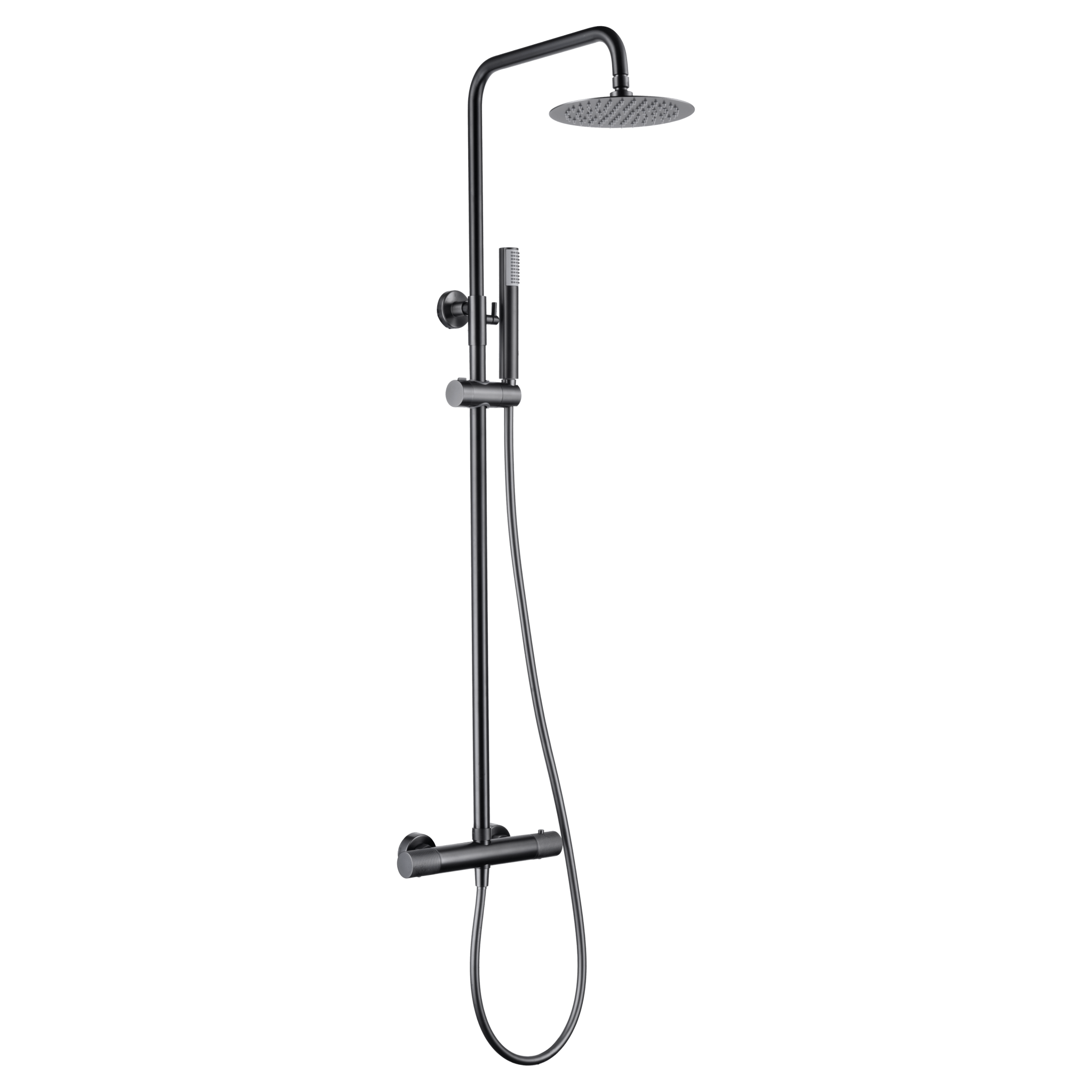 IMEX Dusch-Set Line Komplett In Schwarz – 2-Wege-Serie Mit Brause, Mischer & Flex, Gun Metall Optik