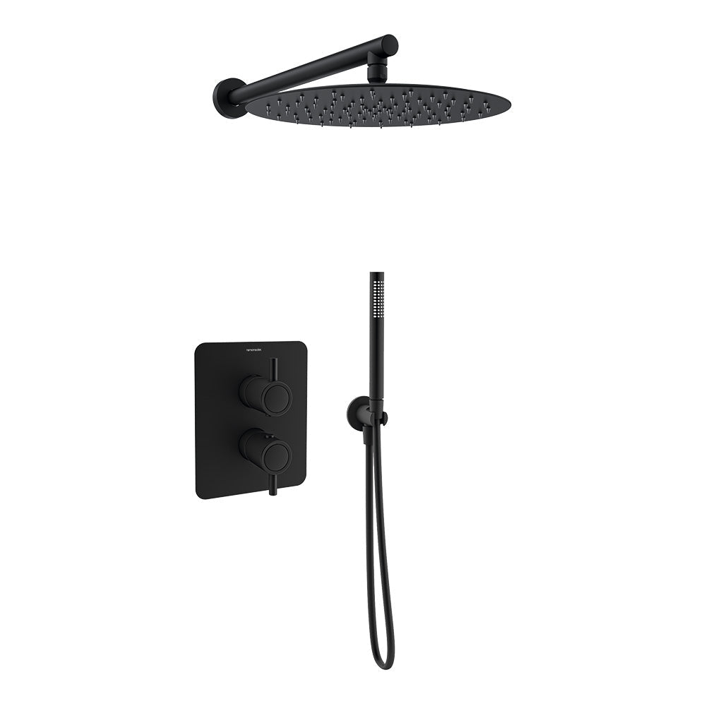 Ramon Soler Odisea 2-way thermostatic built-in shower tap with metal  sprayer Ø300 mm matte black