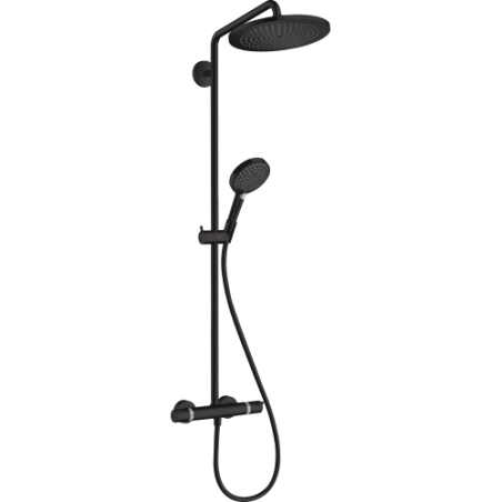 Hansgrohe - Croma Select S Showerpipe 280 1jet con termostato y teleducha Raindance Select S 120 3jet negro mate