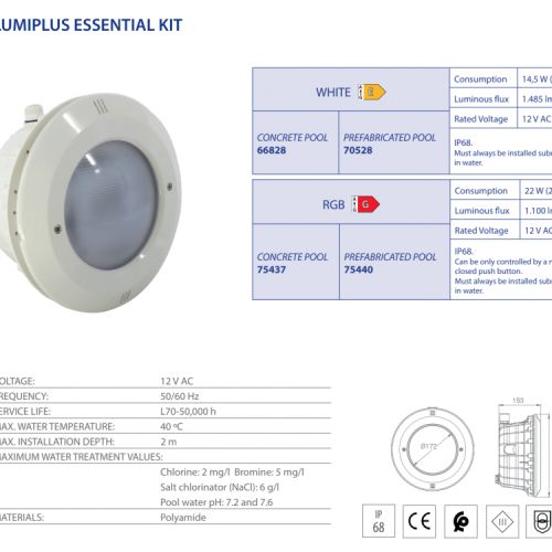 Astralpool - Projector Lumiplus Essential PAR56 concrete pool