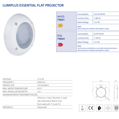 Astralpool - Proyector Lumiplus Essential Flat