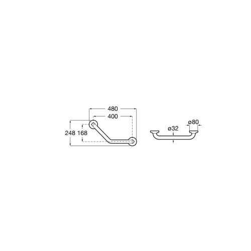 Roca - Asa de baño angular 135º con jabonera acabado Blanco Comfort A816936001