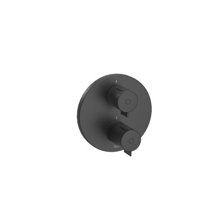 Roca - Mezclador termostático empotrable para baño-ducha (2 vías) T-500. Incluye subconjunto empotrable y rosetón Negro Mate A5A