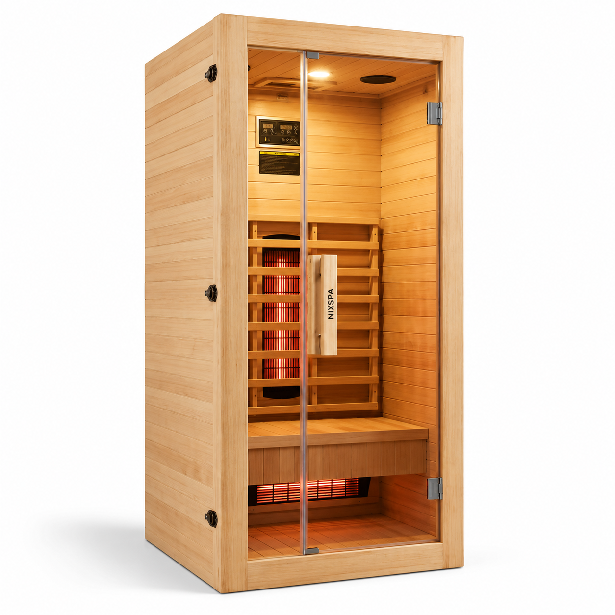 Sauna de infrarrojos para casa individual de madera maciza con 4 paneles y control digital