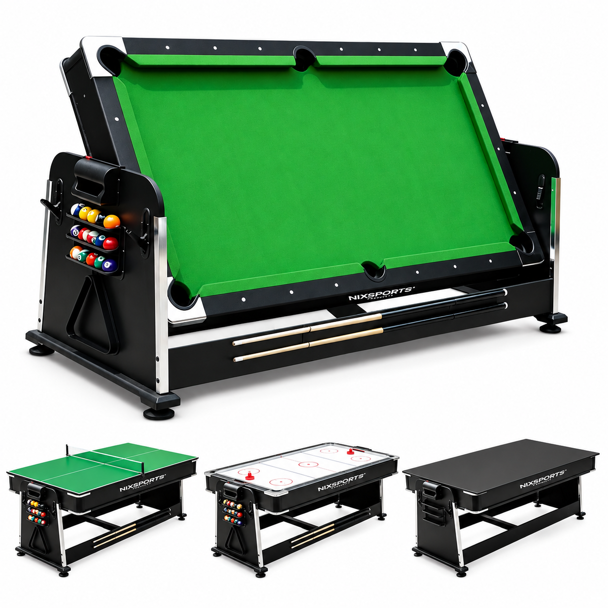 Multispieltisch 3 in 1 Billard und Tischtennis 210 cm