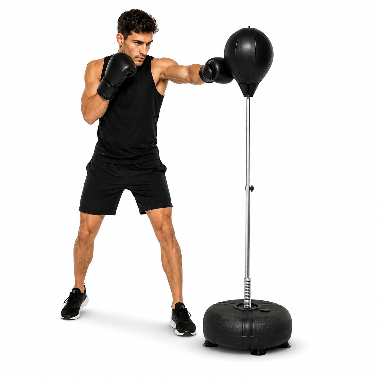 Saco De Boxeo De Pie Ajustable Con Base Rellenable