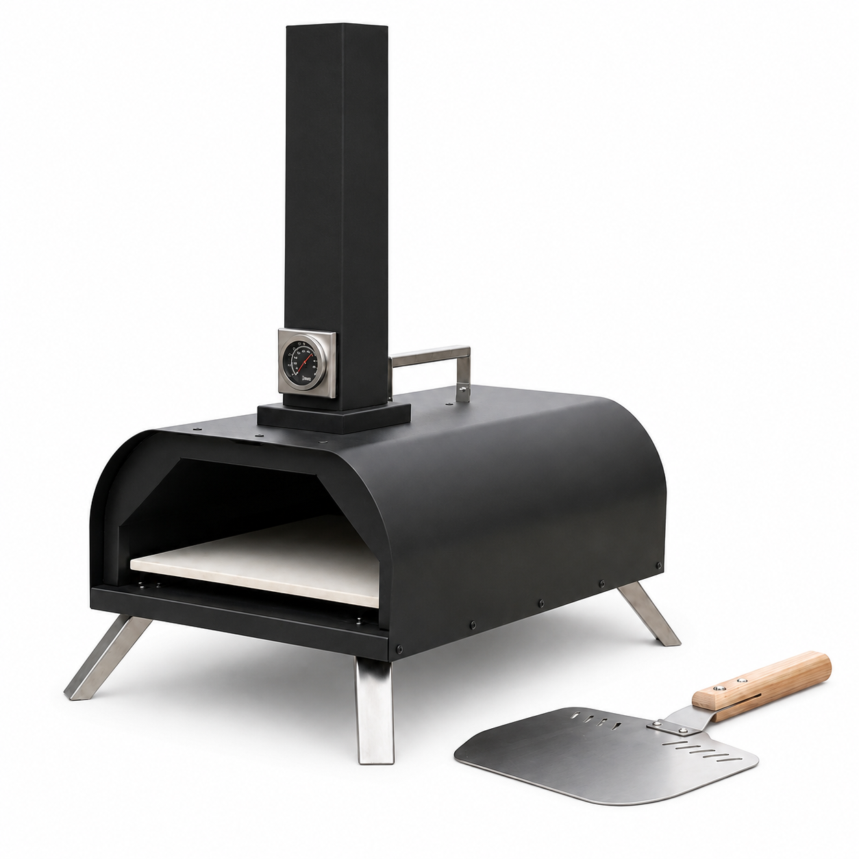 Forno Barbecue a Carbone per Pizza con Camino Integrato e Griglia