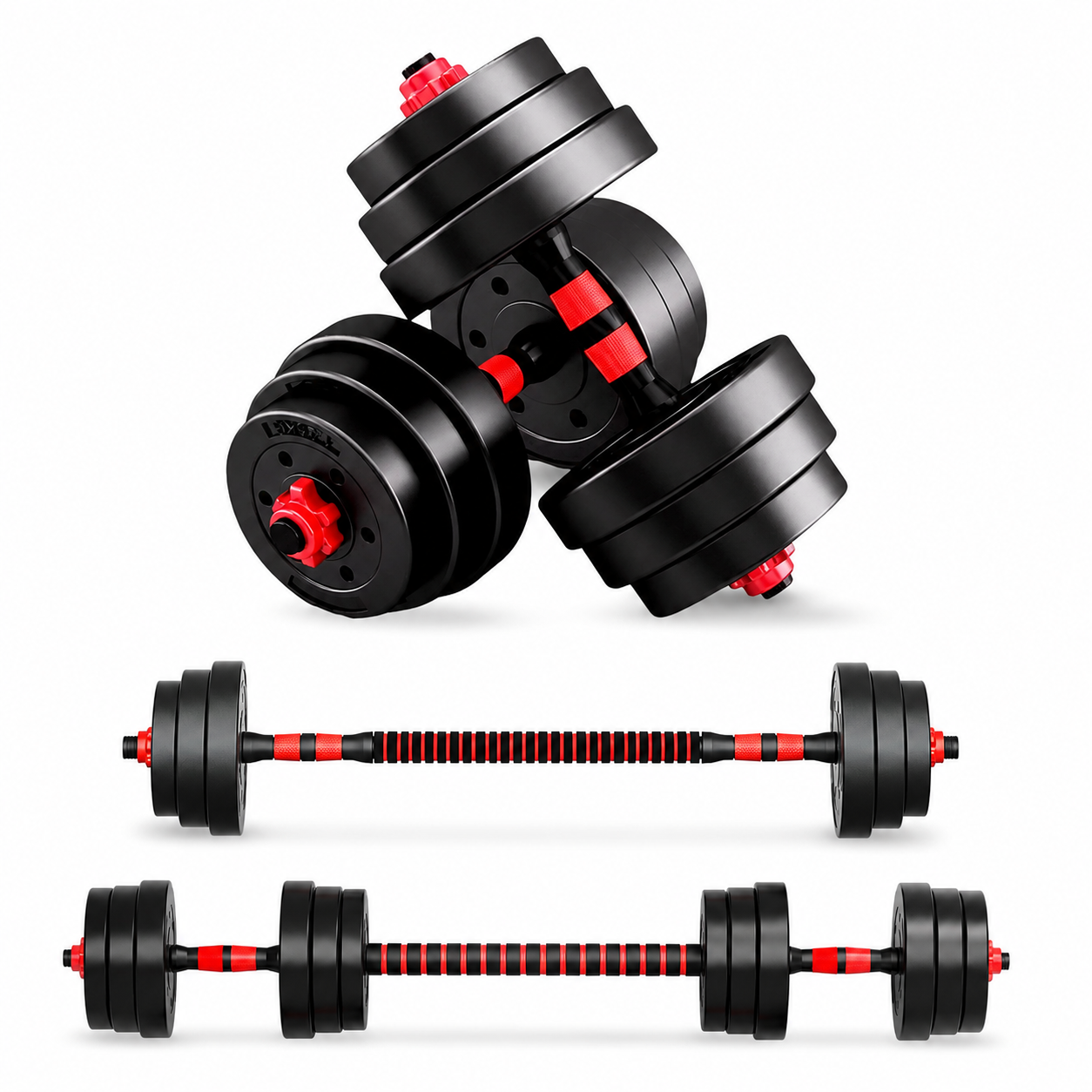 Halteres Ajustáveis com Barra Extensível 20 Kg Kit Multifunções