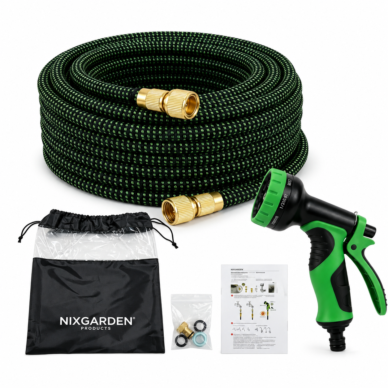 Tubo Estensibile Da Giardino 15 m Con Pistola Multifunzionale