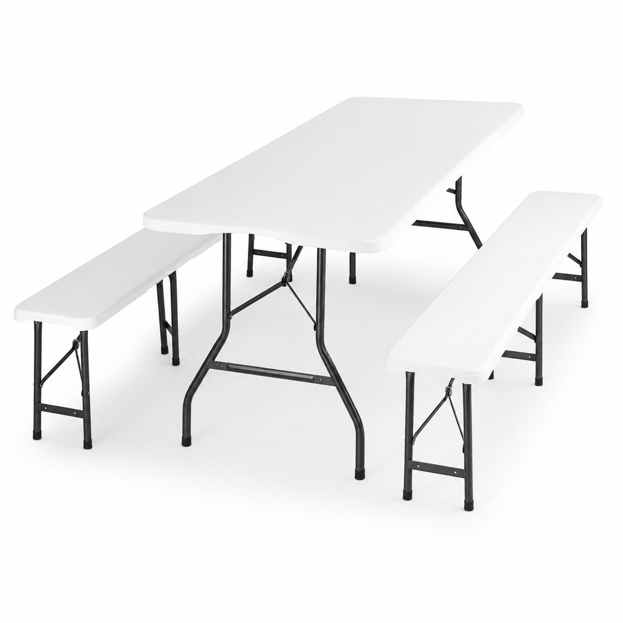 Set Tavolo Pieghevole Con 2 Panche Per Giardino 180x74x72 cm