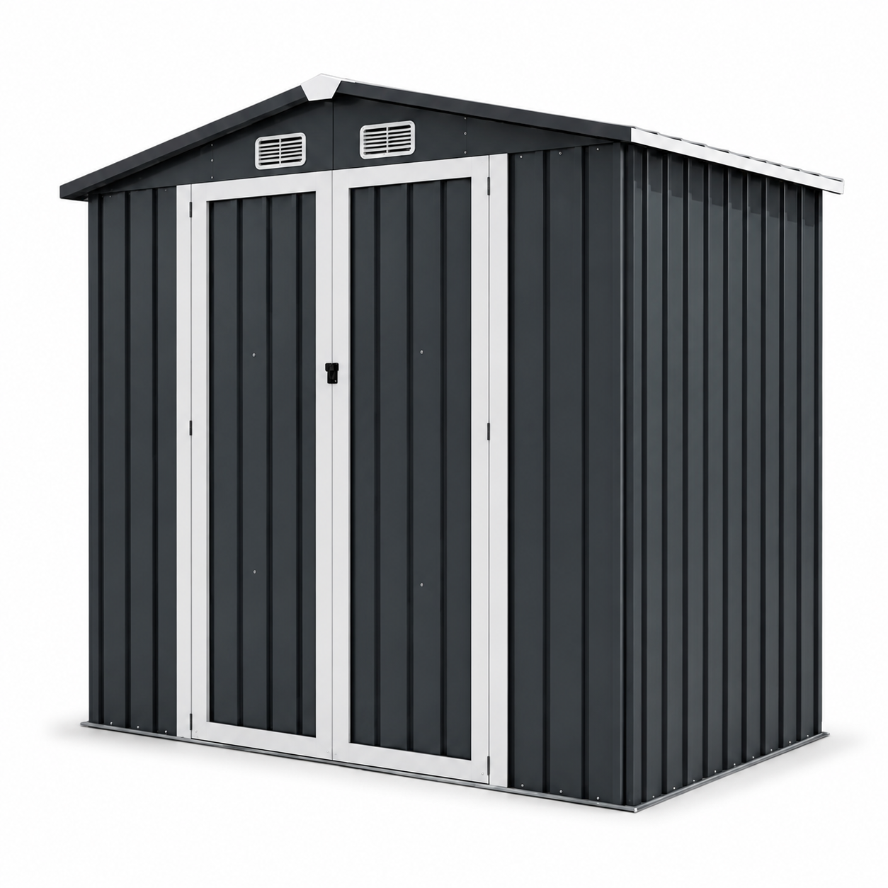 Casetta Metallica Esterna con Porta Doppia a Battente e Tetto Inclinato 201,5 × 155,5 × 190 cm