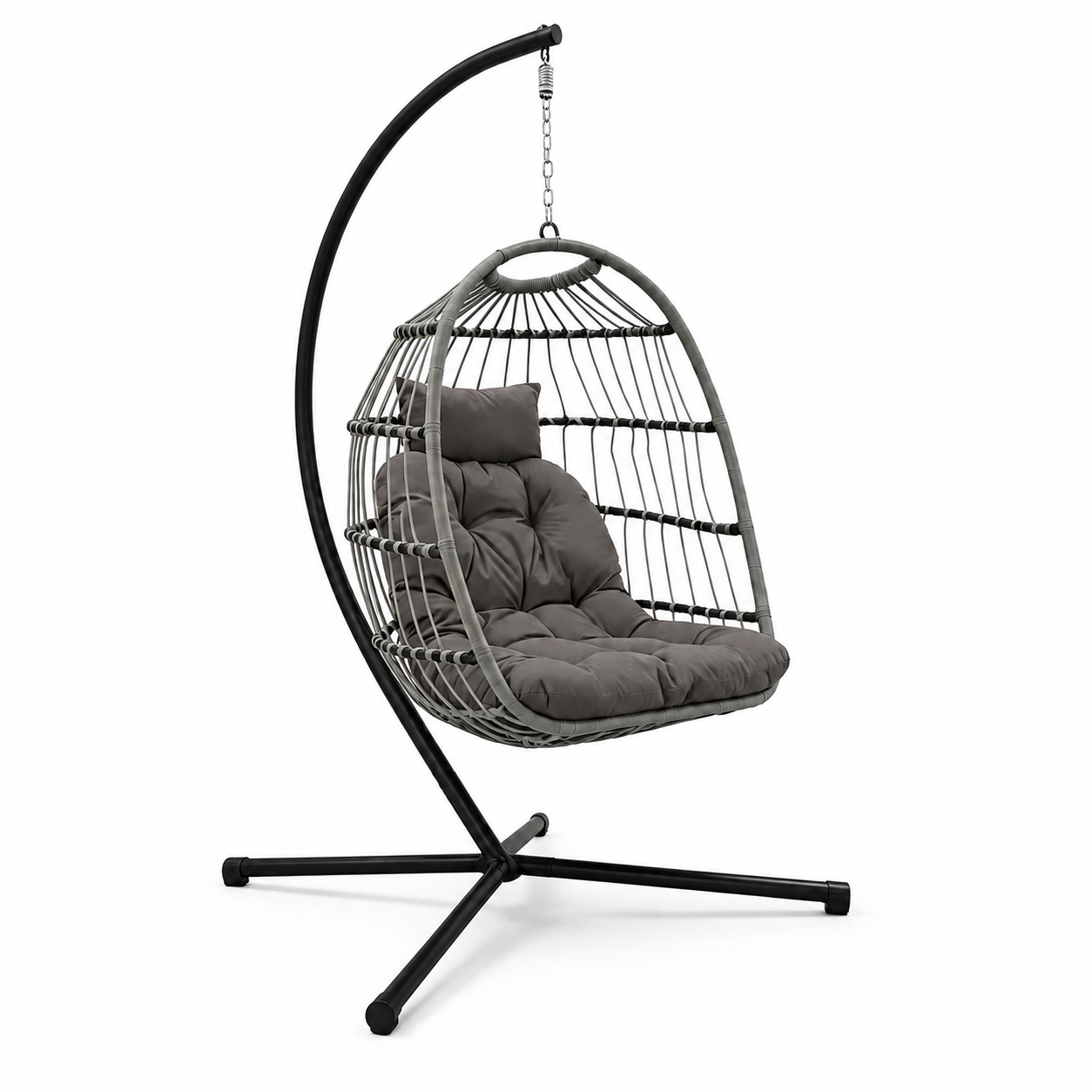 Sillón Colgante Huevo Jardín Con Cojines Acolchados Estructura Metálica