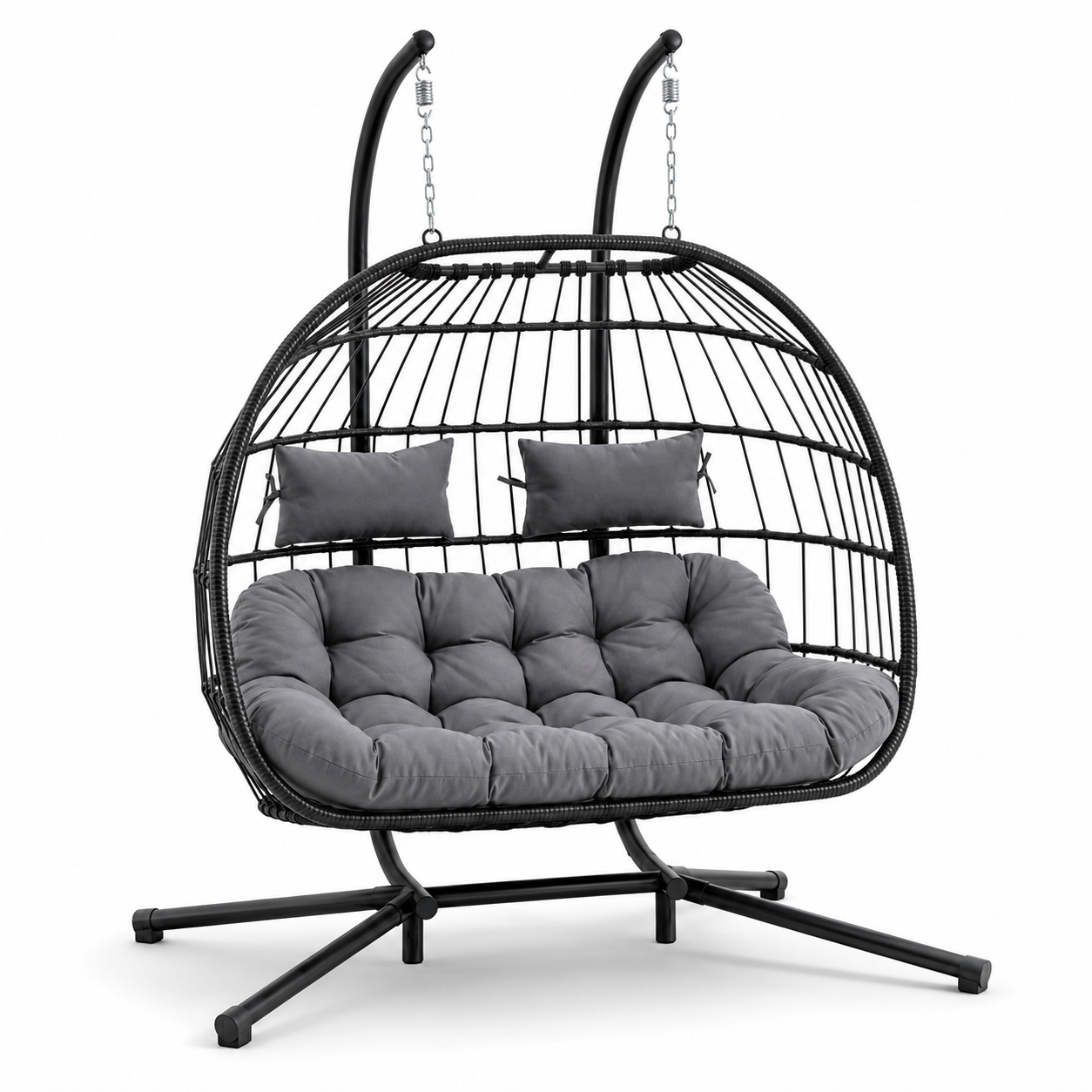 Silla Colgante Doble Huevo 2 Personas Gris