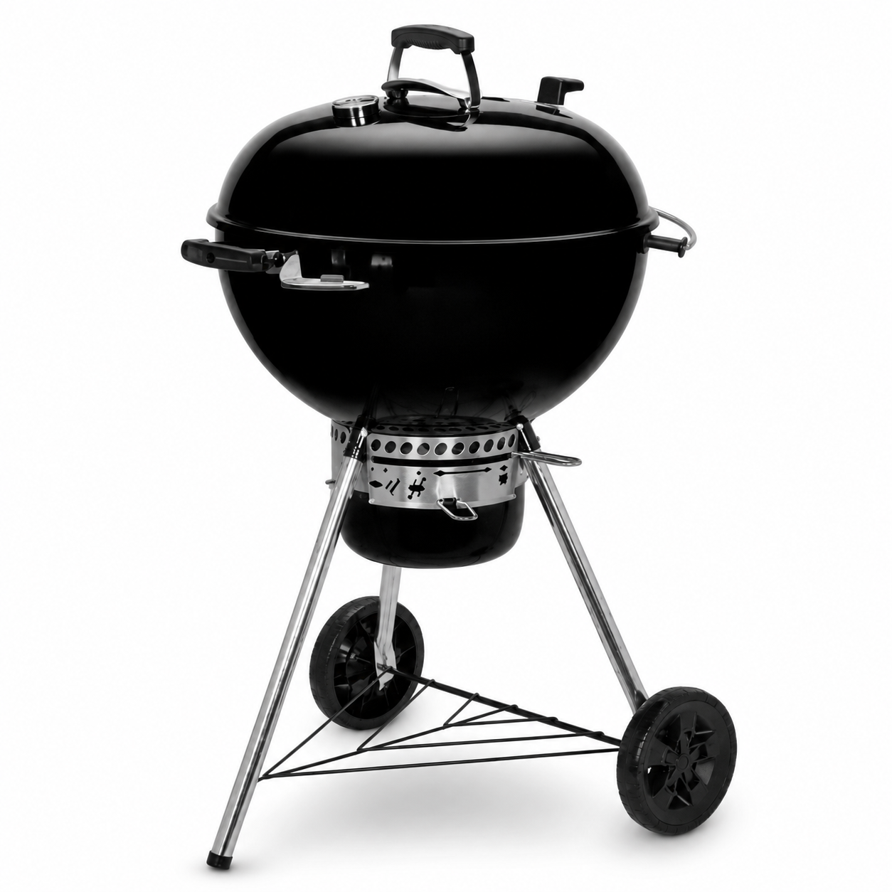 Barbecue Portatile a Carbone Rotondo con Coperchio