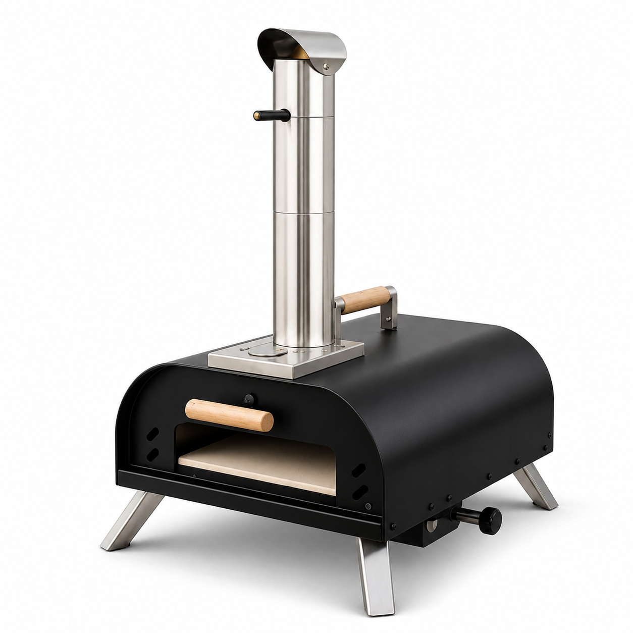 Forno per Pizza Portatile a Carbone con Camino e Termometro Integrato