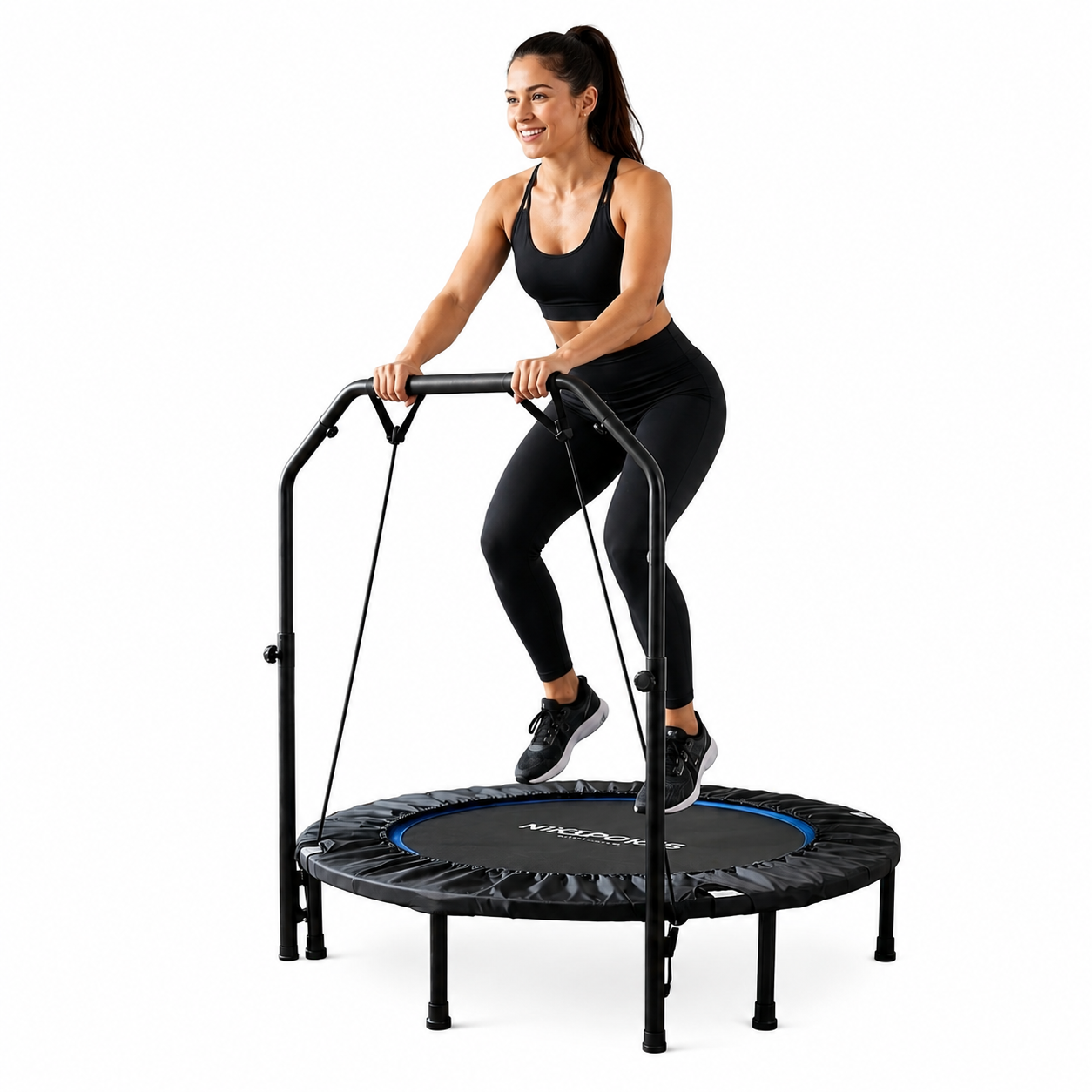 3-in-1 Fitness-Trampolin mit verstellbarer Stange