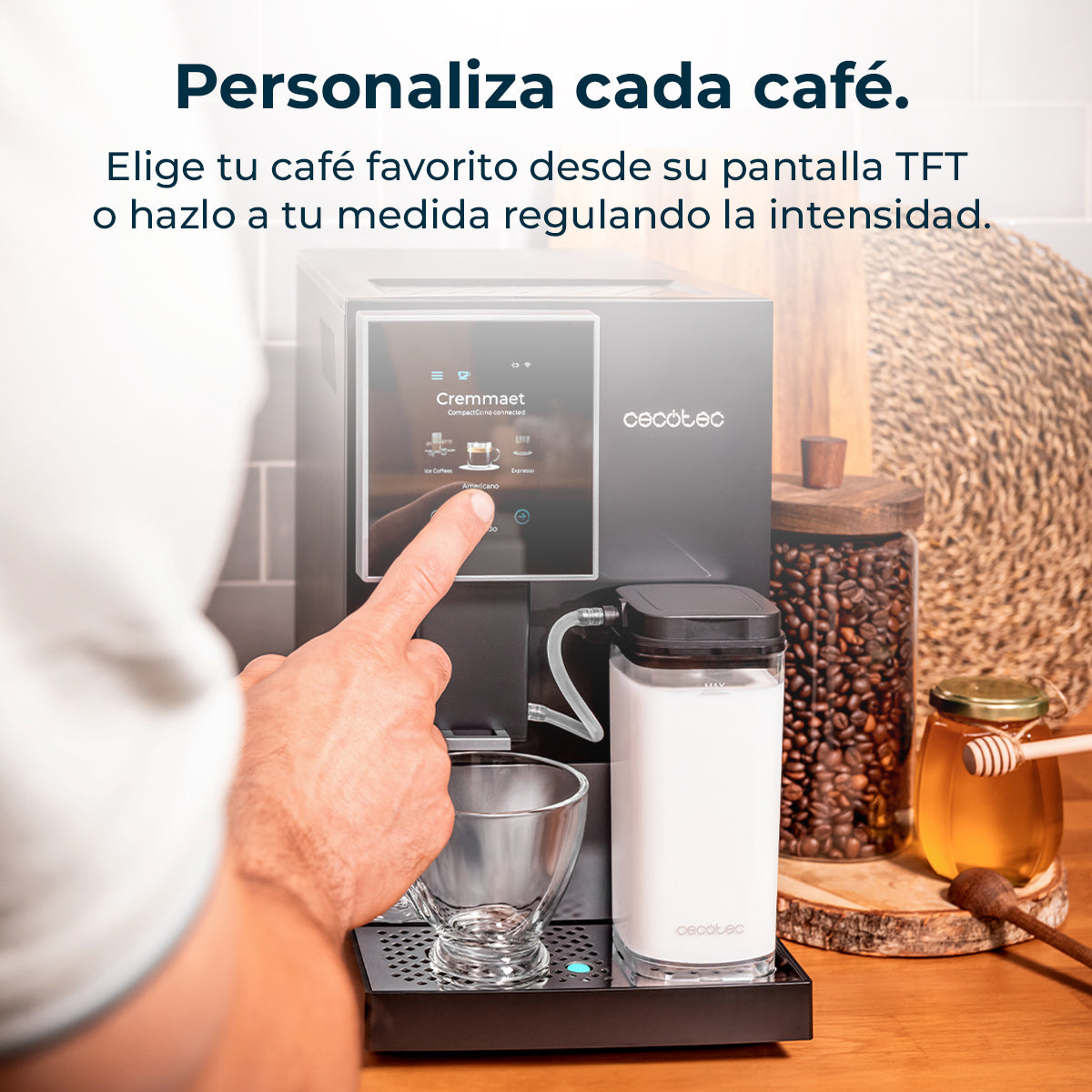 Cecotec Compactccino Connected Cafetera Automática Con App Pantalla Táctil 30 Variedades Color Negro Plateado