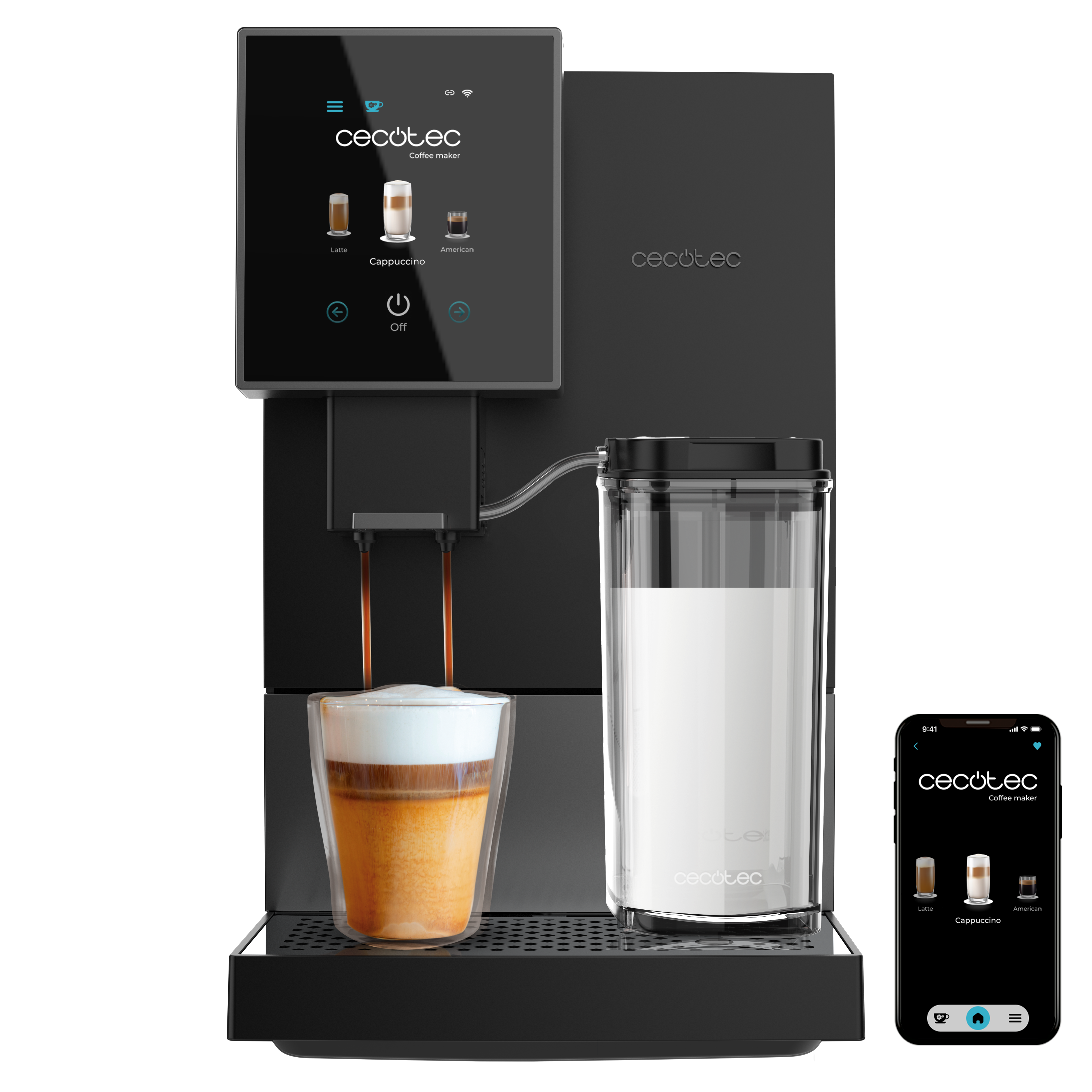 Cecotec Compactccino Connected Cafetera Automática Con App Pantalla Táctil 30 Variedades Color Negro Plateado
