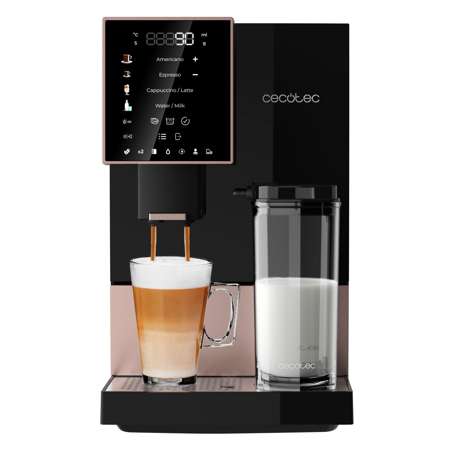Cecotec Cremmaet Compactccino Black Rose Cafetera Automática de Grano con Molinillo Integrado y Menú Personalizable