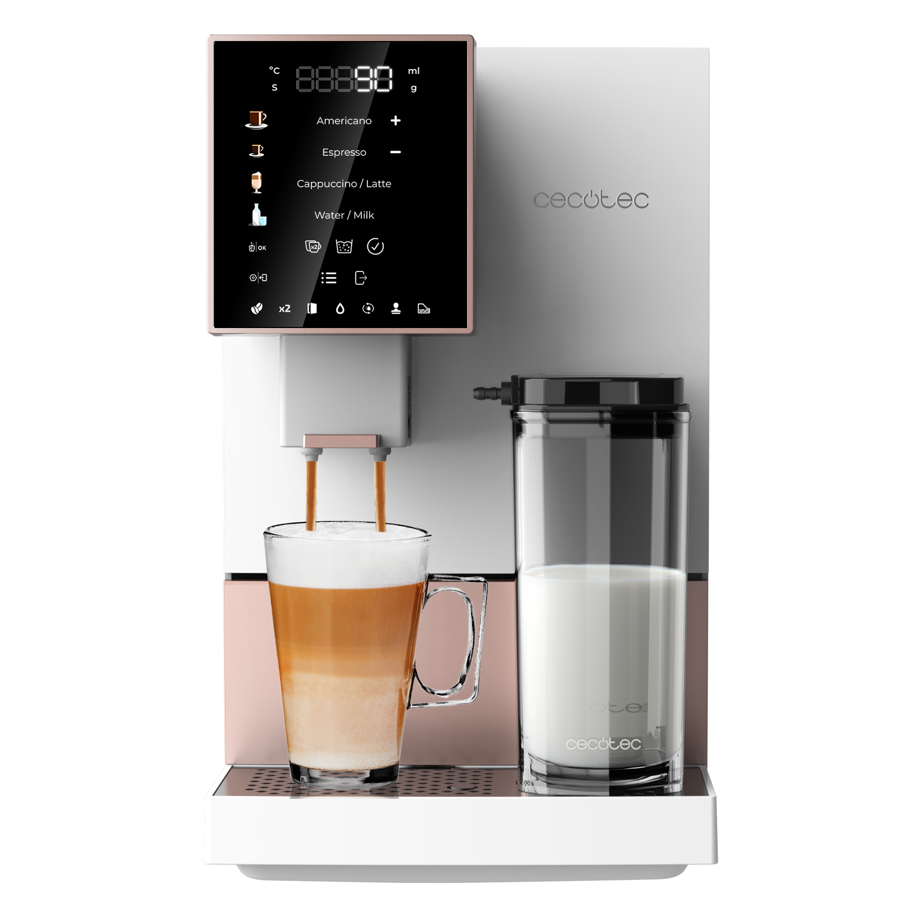Cecotec Compactccino Cafetera Superautomática Blanco Rosa Espresso Americano Cappuccino