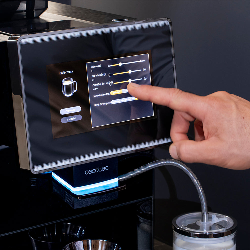 Cecotec Cremmaet Touch OCS Cafetera Automática Con Pantalla Táctil 8 Perfiles Recetario De 15 Bebidas Y Leche