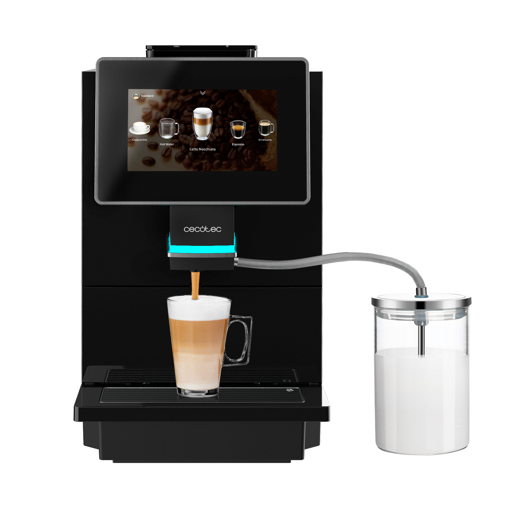 Cecotec Cremmaet Touch OCS Cafetera Automática Con Pantalla Táctil 8 Perfiles Recetario De 15 Bebidas Y Leche