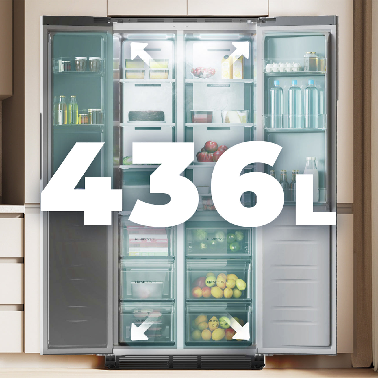 Cecotec Bolero CoolMarket SBS 436 SBI Inox E Frigorífico Side by Side 436 L Inverter