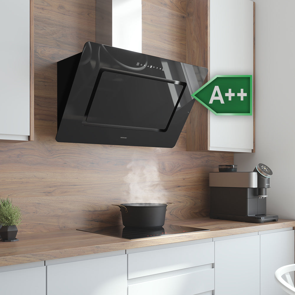 Campana Extractora Cecotec Bolero Flux DT 908002 90 Cm Vidrio Negro 800 m3h Energía A