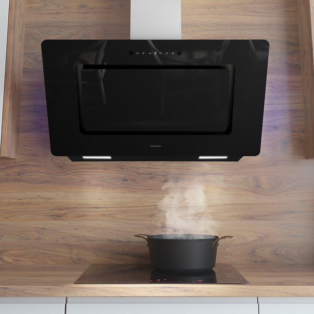 Campana Extractora Cecotec Bolero Flux DT 908002 90 Cm Vidrio Negro 800 m3h Energía A