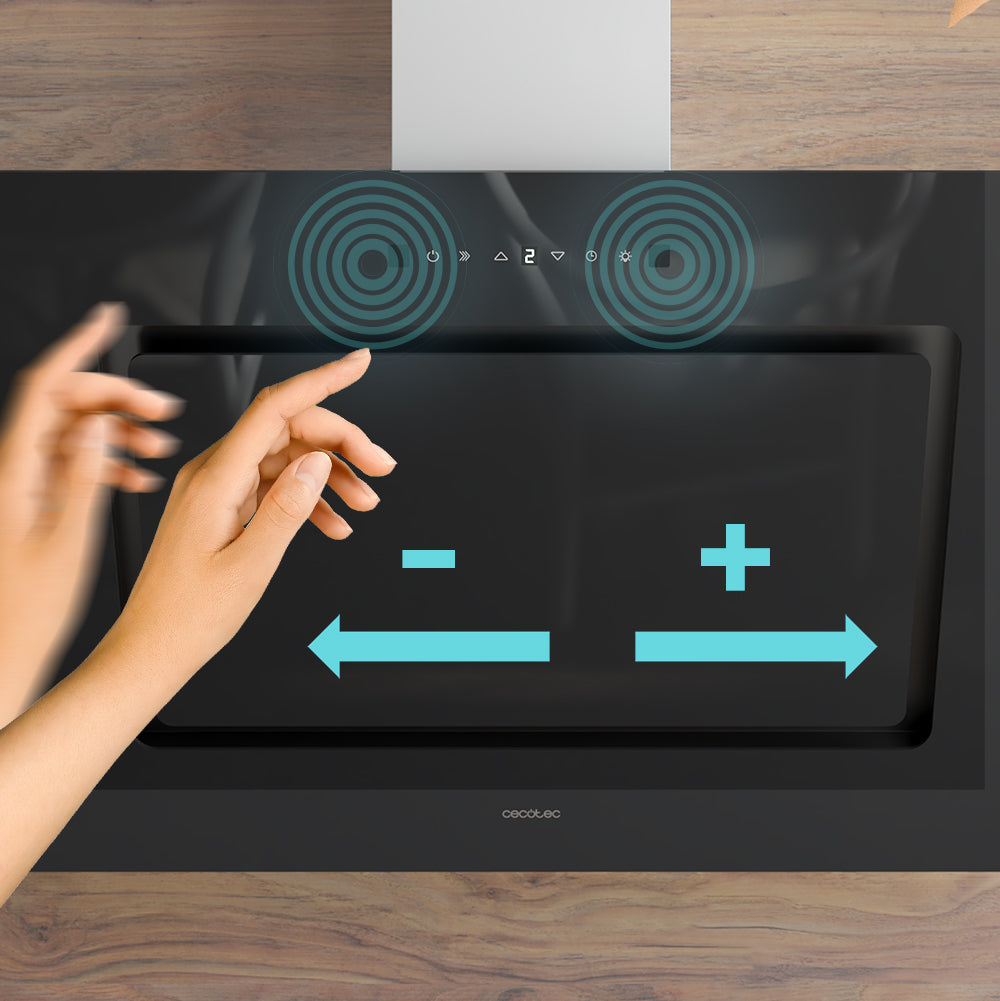 Campana Extractora Cecotec Bolero Flux DT 908002 90 Cm Vidrio Negro 800 m3h Energía A