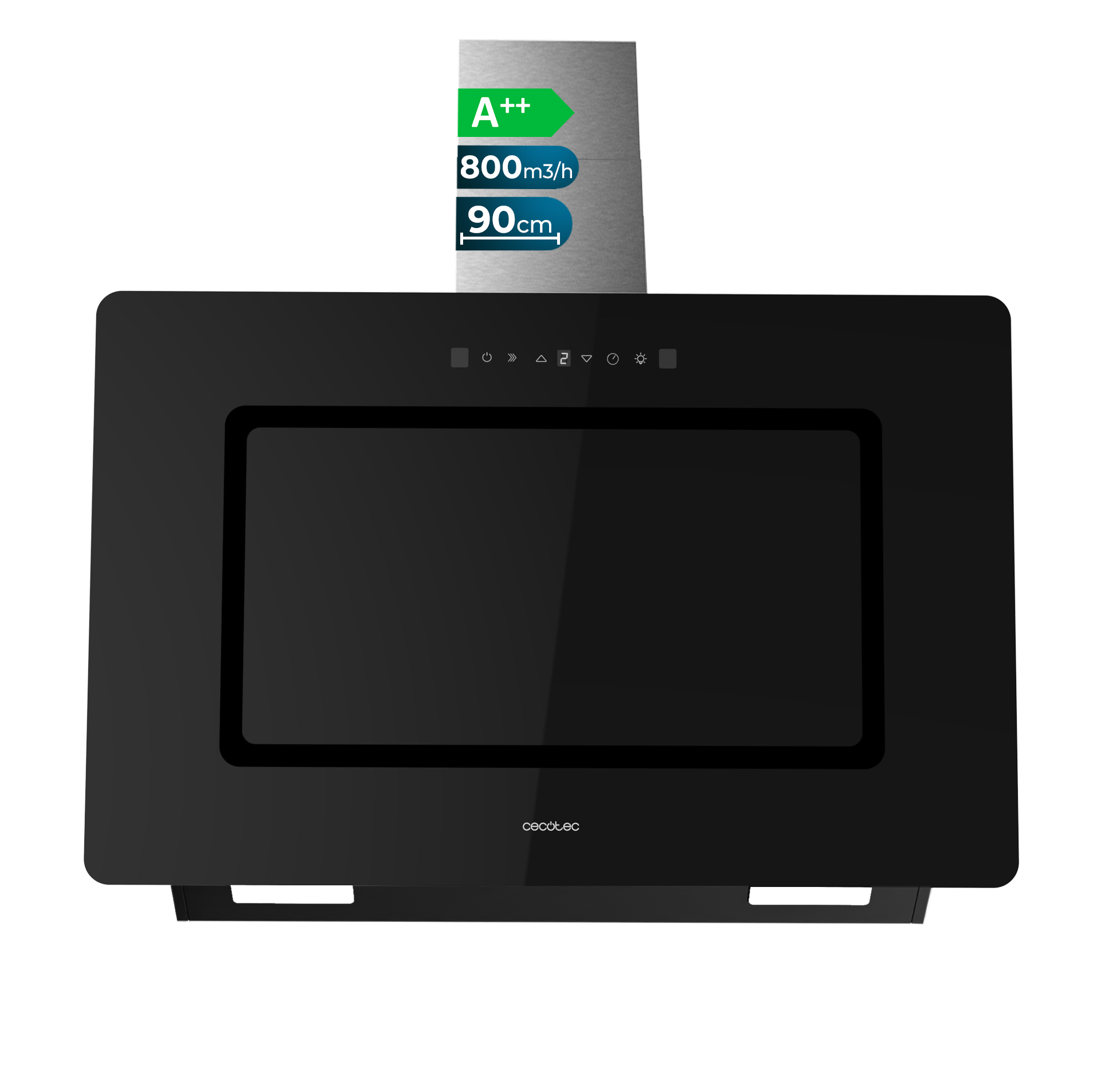 Campana Extractora Cecotec Bolero Flux DT 908002 90 Cm Vidrio Negro 800 m3h Energía A