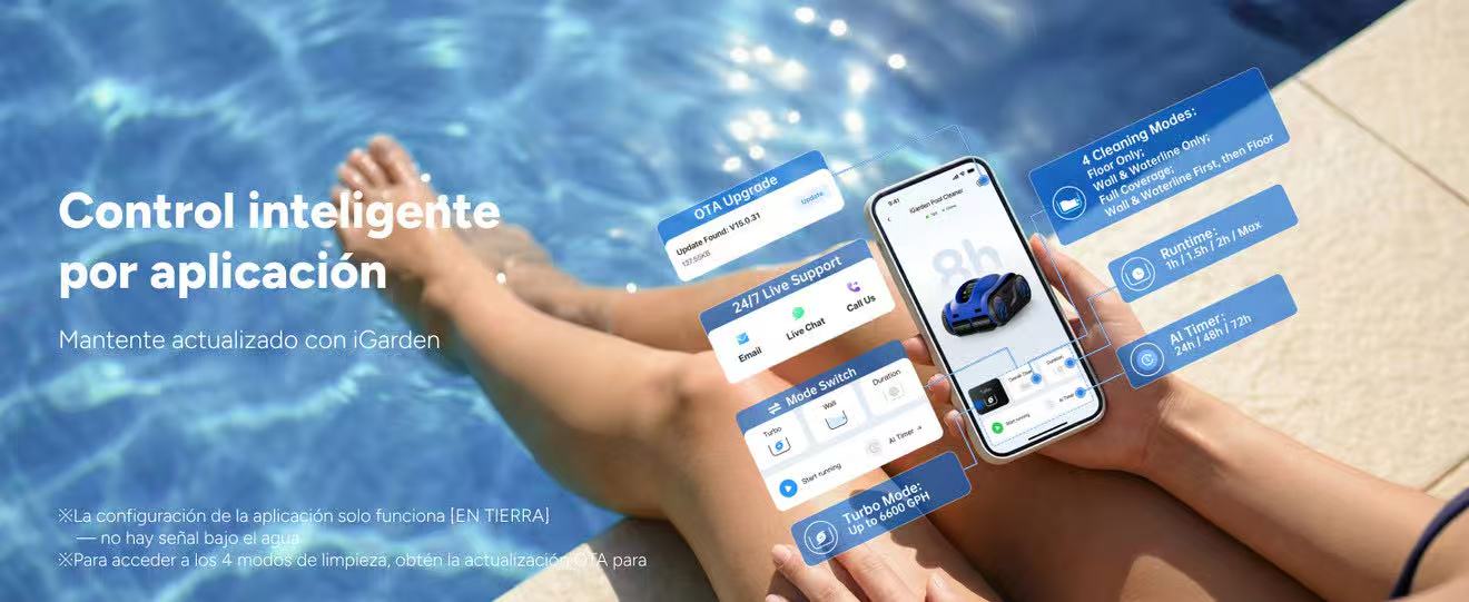 Robot nettoyeur de piscine sans fil automatique iGarden K40