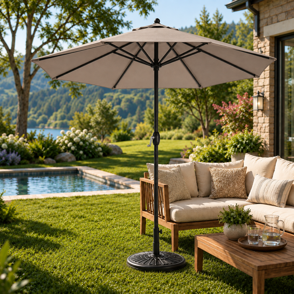 Verstelbare parasol voor de tuin, 3 meter, met uv-bescherming