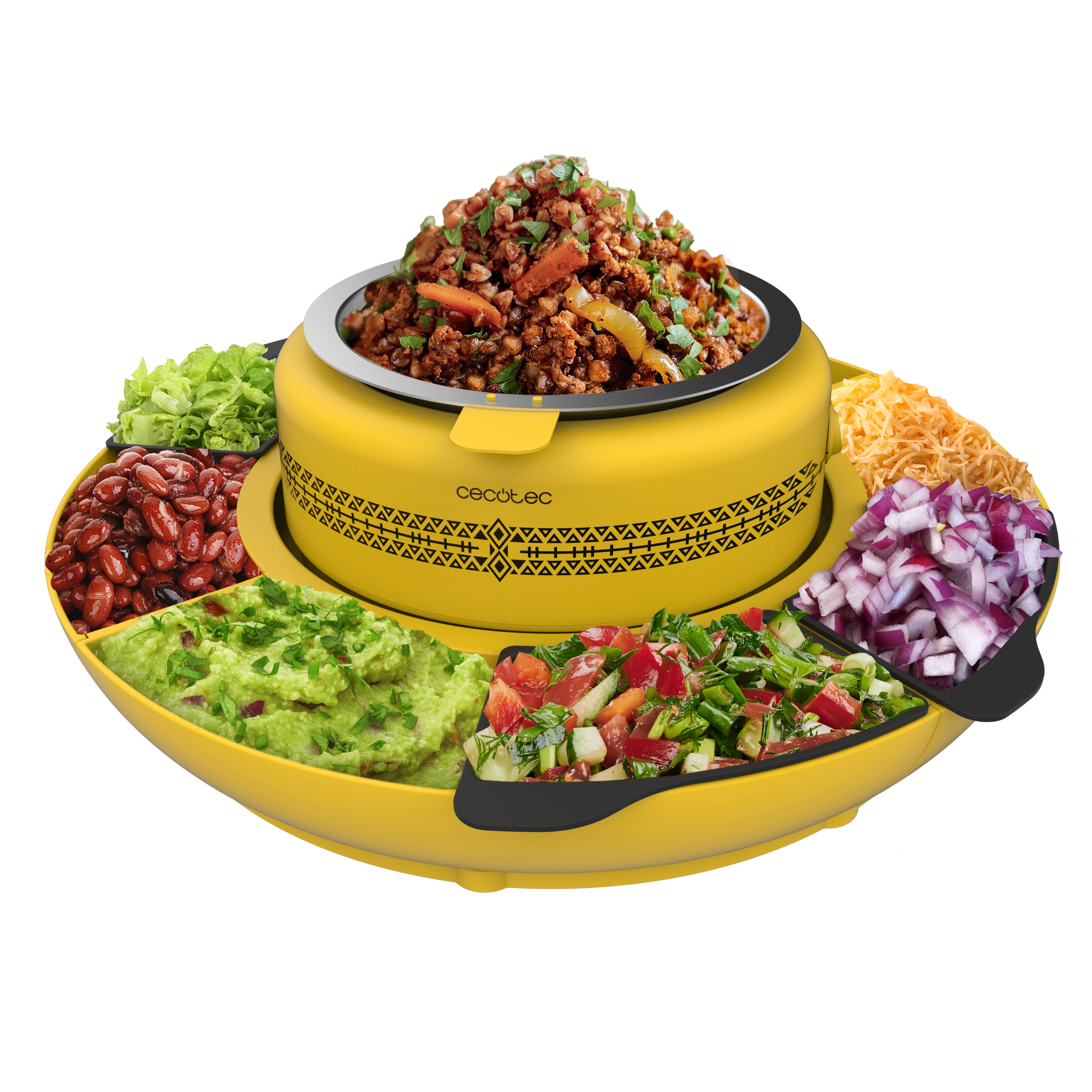 Cecotec Fun Taco Andale Calentador De Tacos 40 W Con Compartimentos Y Bandeja Amarilla