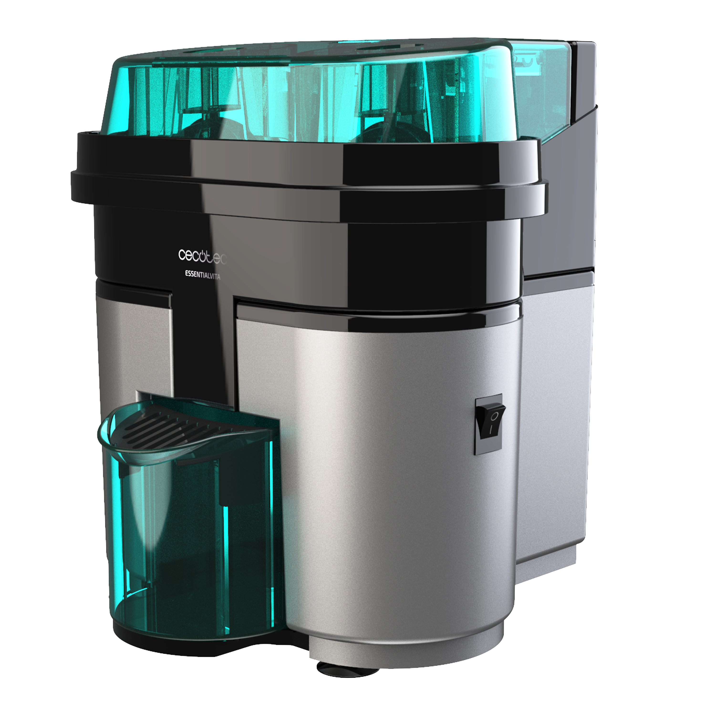 Cecotec Exprimidor Eléctrico Essentialvita Twice Black 90 W Con Doble Cabezal y Cortador de Cítricos