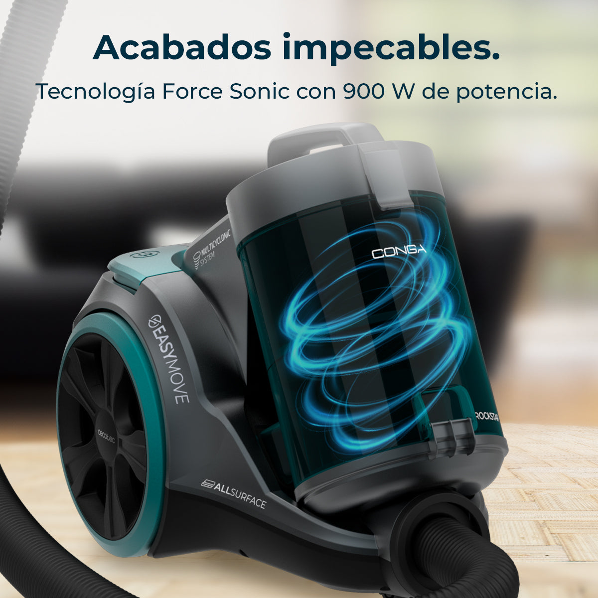 Cecotec Conga Rockstar Multicyclonic XL PowerStyle Aspirateur 900 W ForceSonic 170 AW 20 kPa Animal Turbo