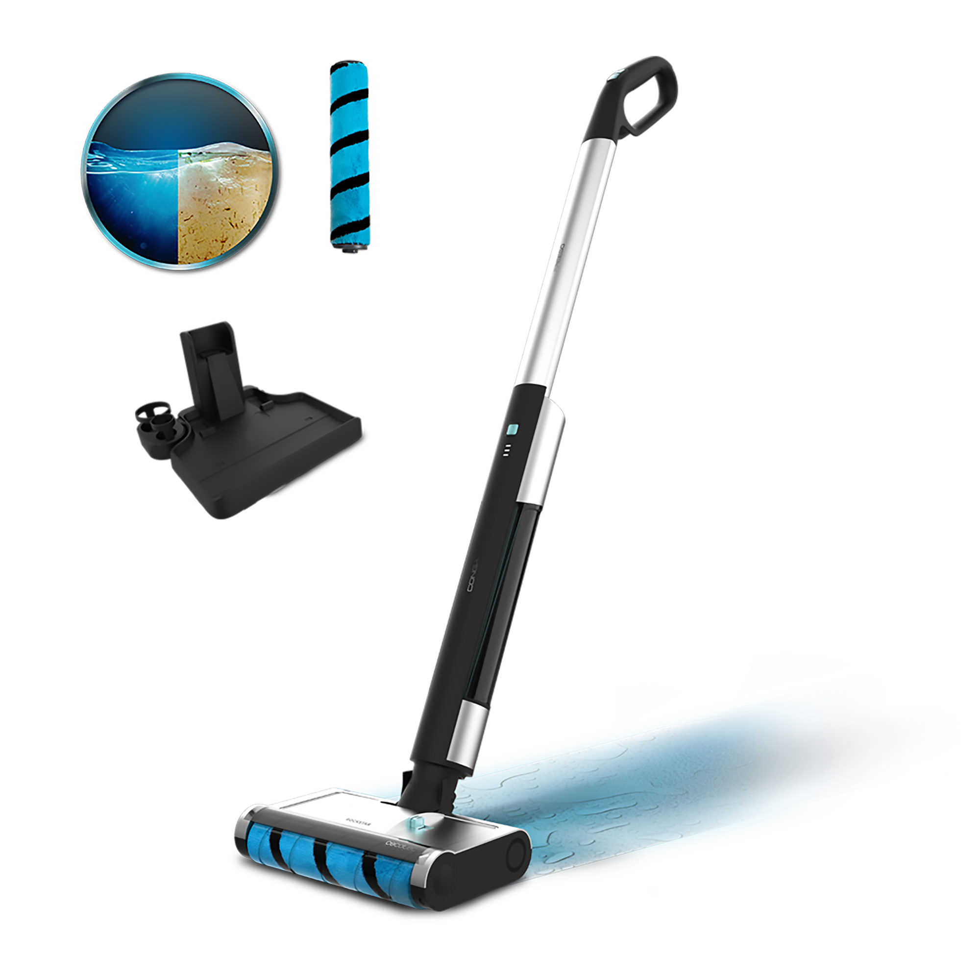 Cecotec FreeGo Wash Fregona Eléctrica Con Rodillo Wet Jalisco Base Autolimpieza Auto Stop