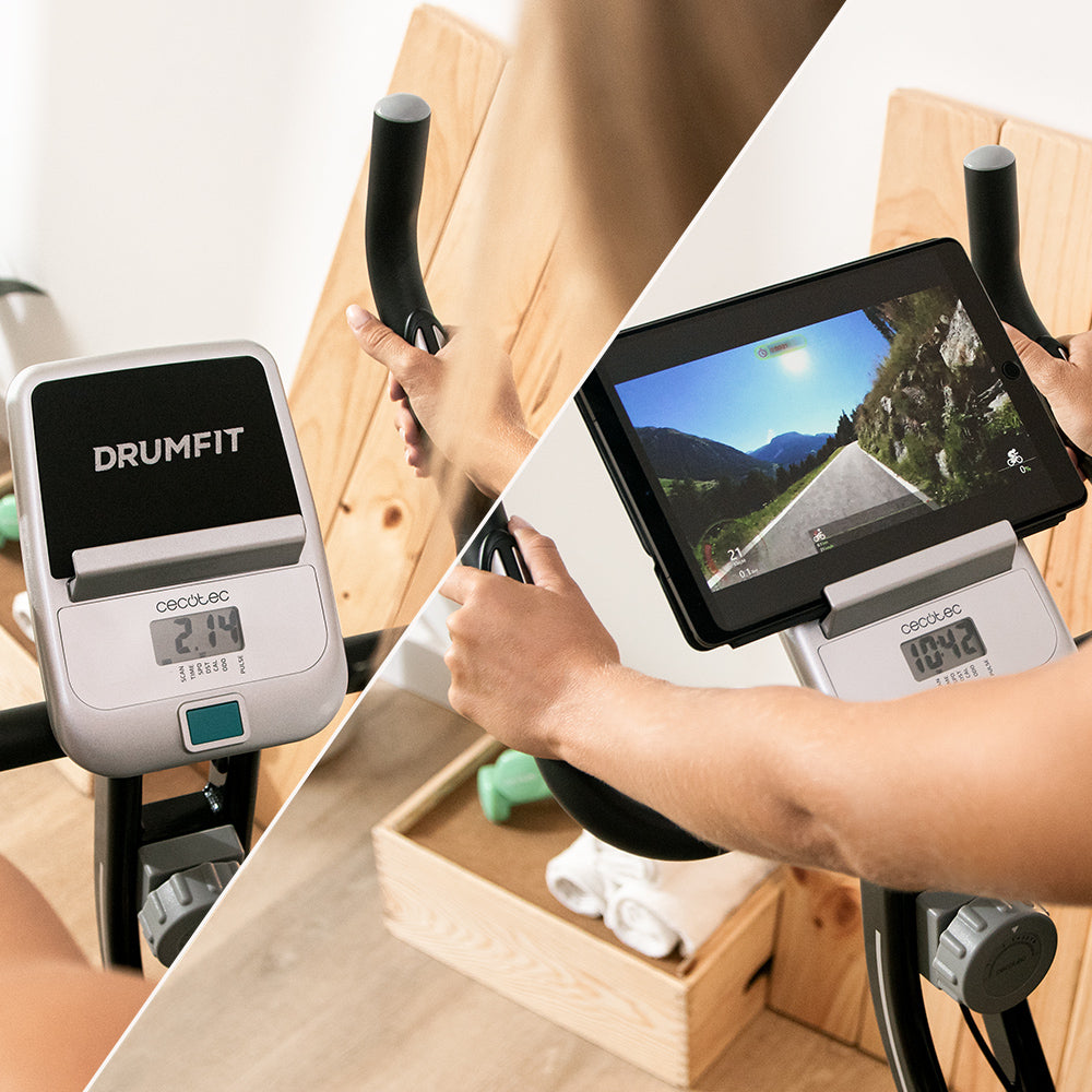 Cecotec DrumFit XBike Neo Pro Bicicleta Estacionaria Plegable Con Asiento Con Respaldo Acolchado Y Silenciosa