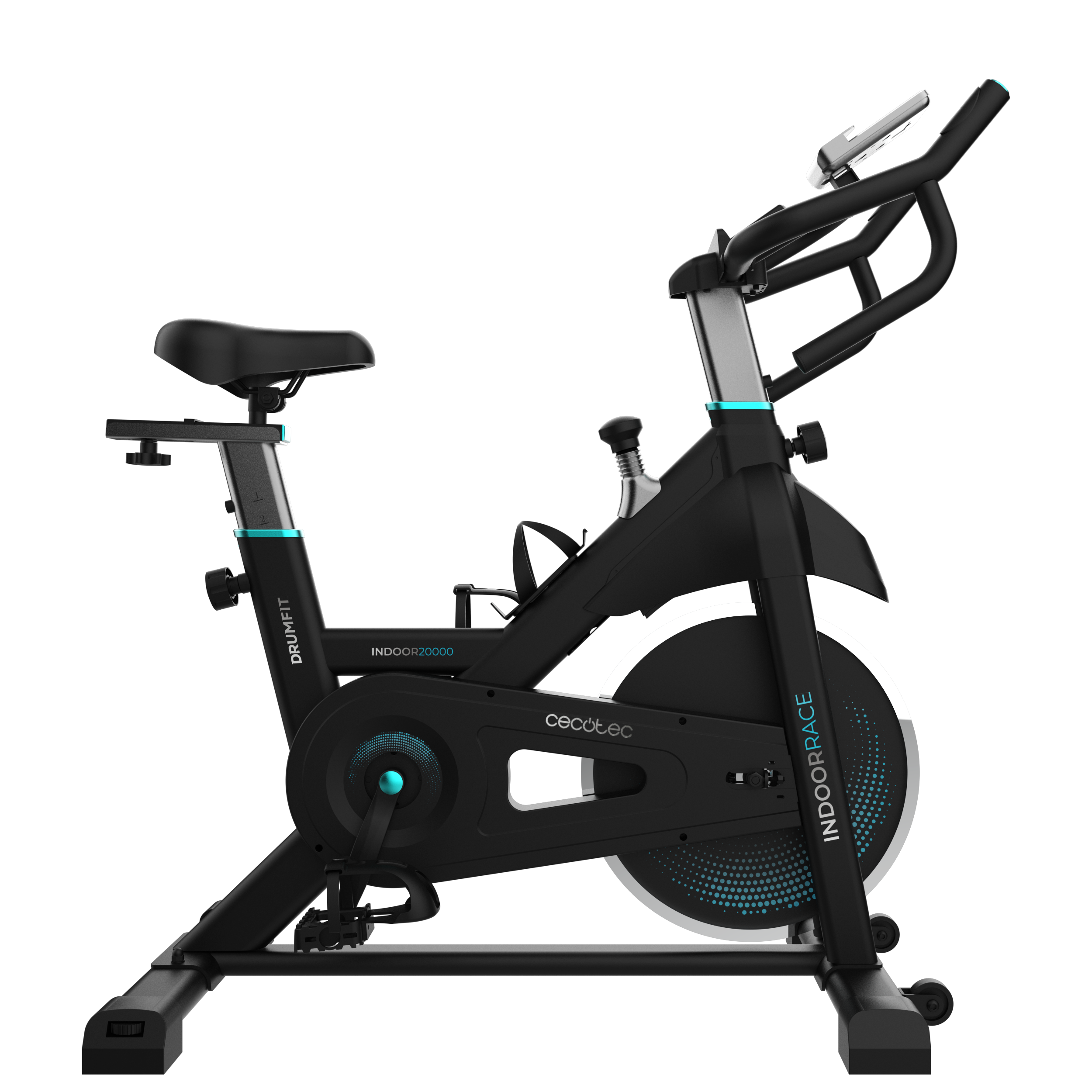 Cecotec DrumFit Indoor 20000 Race Bicicleta Estática con Volante de Inercia 20 Kg y Pantalla LCD con Soporte Dispositivo