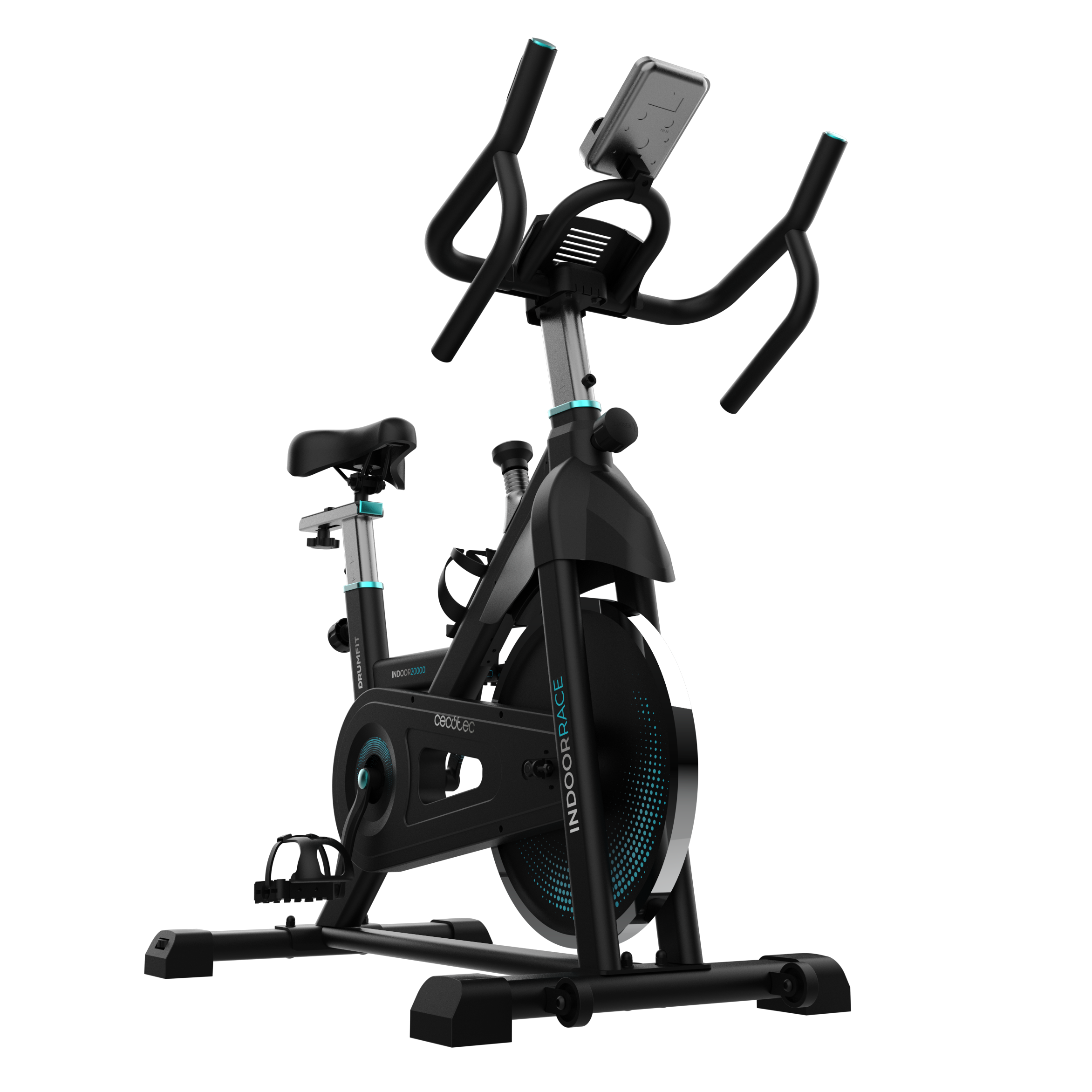 Cecotec DrumFit Indoor 20000 Race Bicicleta Estática con Volante de Inercia 20 Kg y Pantalla LCD con Soporte Dispositivo