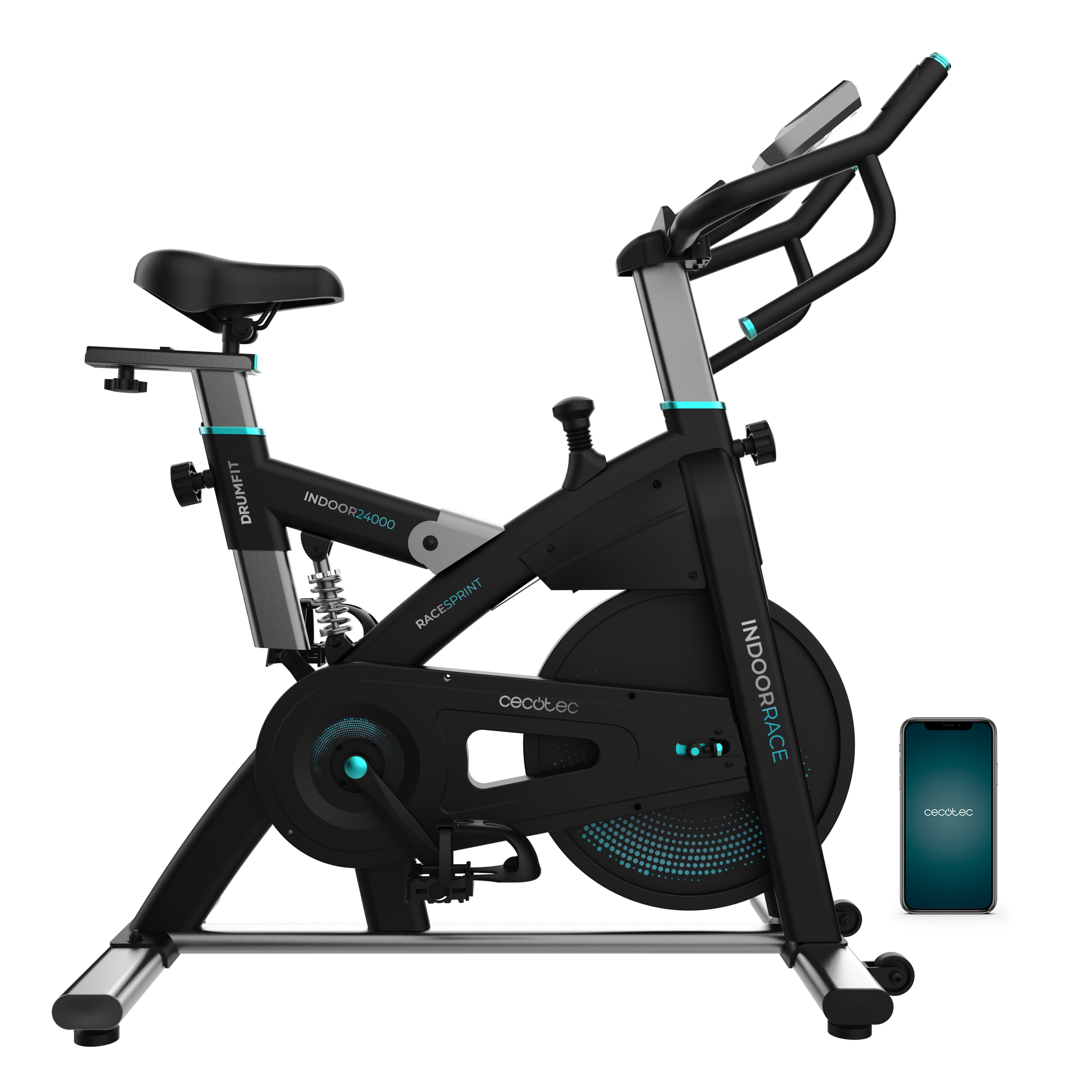 Cecotec DrumFit Indoor 24000 Race Sprint Bicicleta Estacionaria Con Volante 24 Kg Y Kinomap