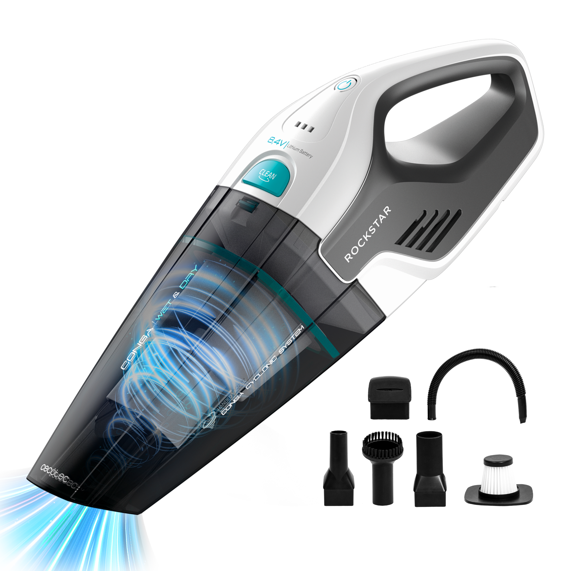 Cecotec Conga Rockstar Hand 8,4 V ForceSonic 50 W Saugleistung 4,5 kPa 20 Min Laufzeit Nass- und Trockenabsaugung