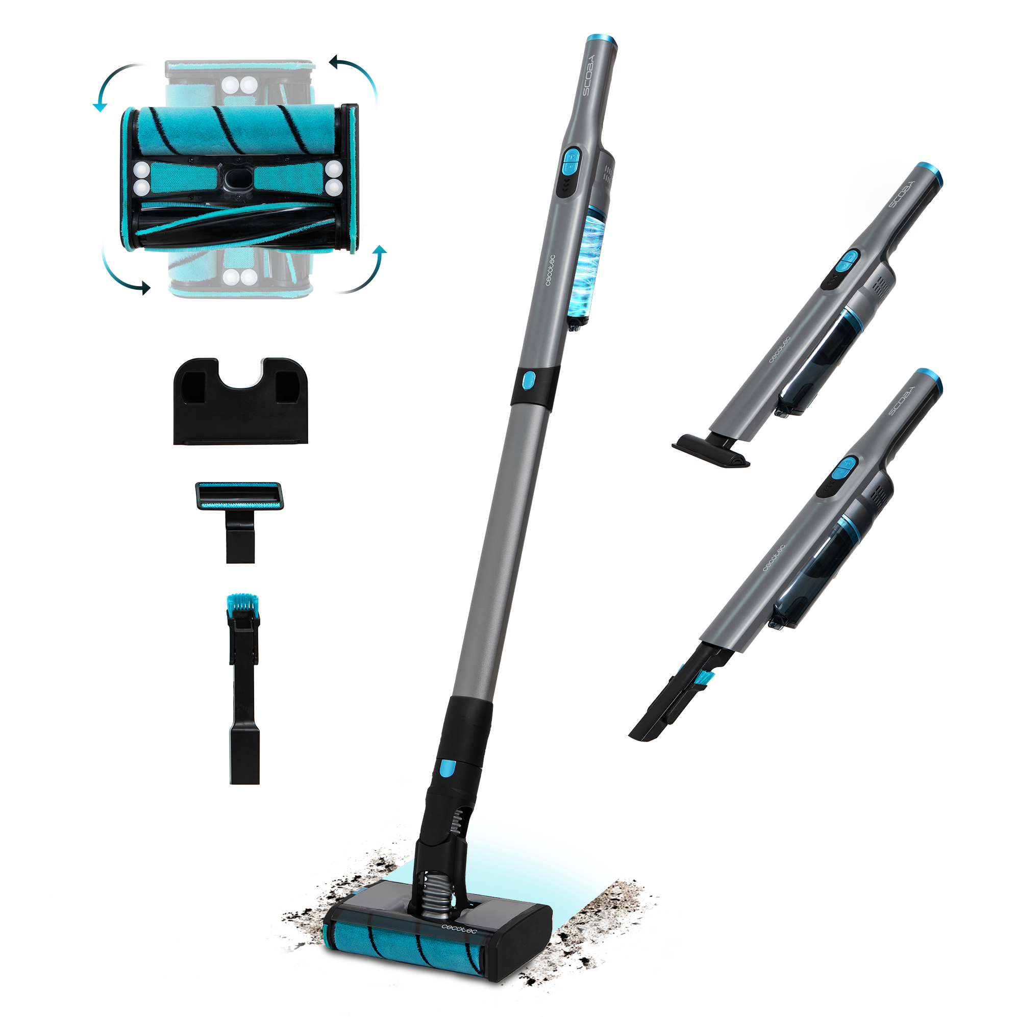 Cecotec Scoba 2100 Twice Aspirapolvere Scopa Omnidirezionale Ultraleggera 0,73 kg Motore Digitale Brushless ForceSonic