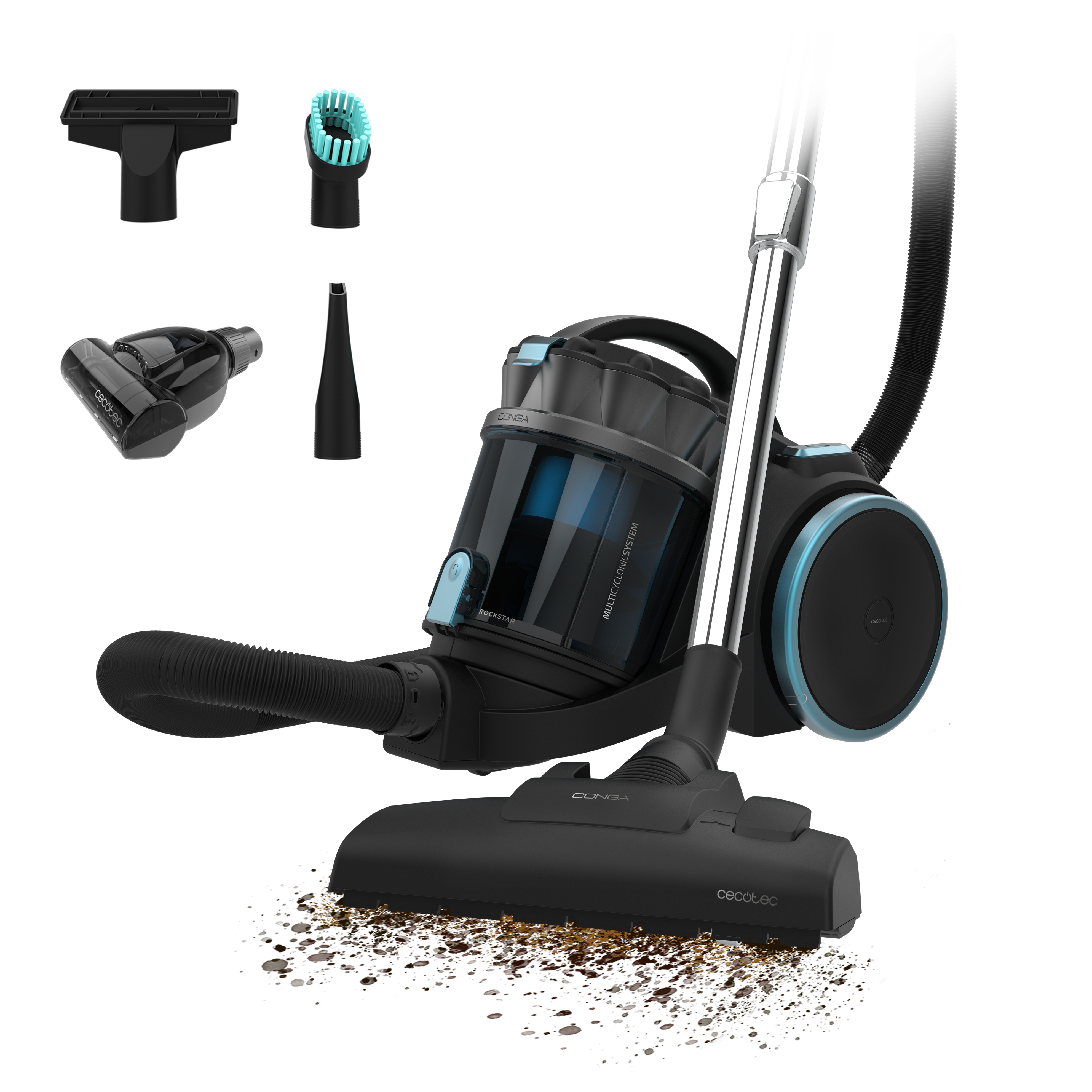 Cecotec Conga Rockstar Multicyclonic XXL Animal Aspirateur 800 W Puissance Élevée pour Animaux