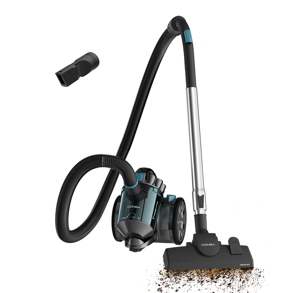 Cecotec Conga Rockstar Cyclonic Xtreme Aspirateur 800 W Puissance Élevée Réservoir 2 L et Roues pour Transport Facile