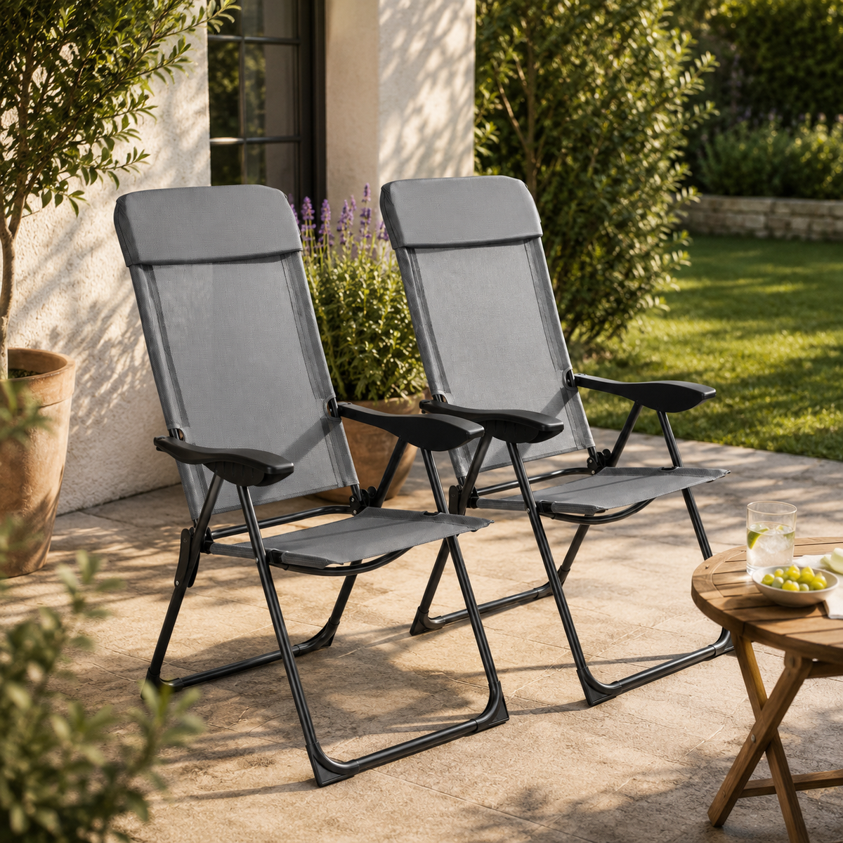 Set 2 Klappbare Stühle mit 7 Positionen – BricoandPool
