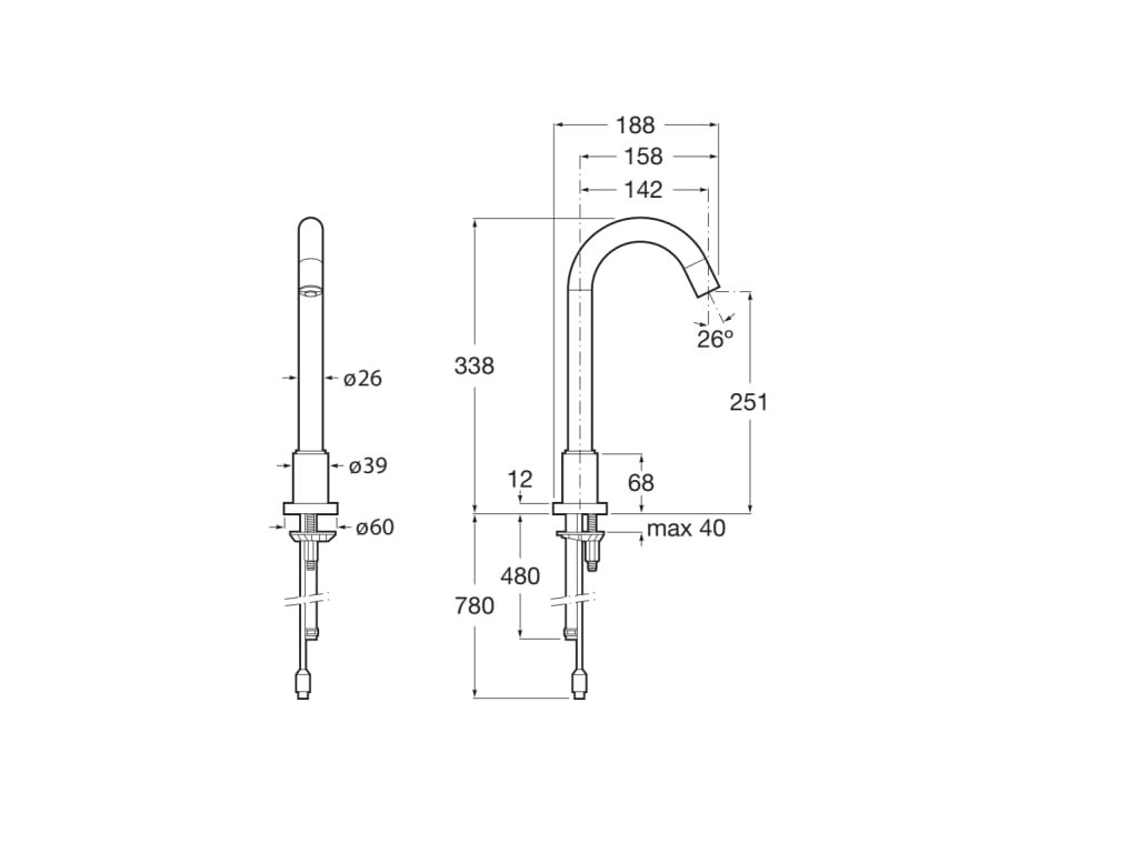 Roca - Grifo de lavabo de caño alto para lavabo, con sensor integrado en el caño y alimentación con pilas Loft A5A3143C00