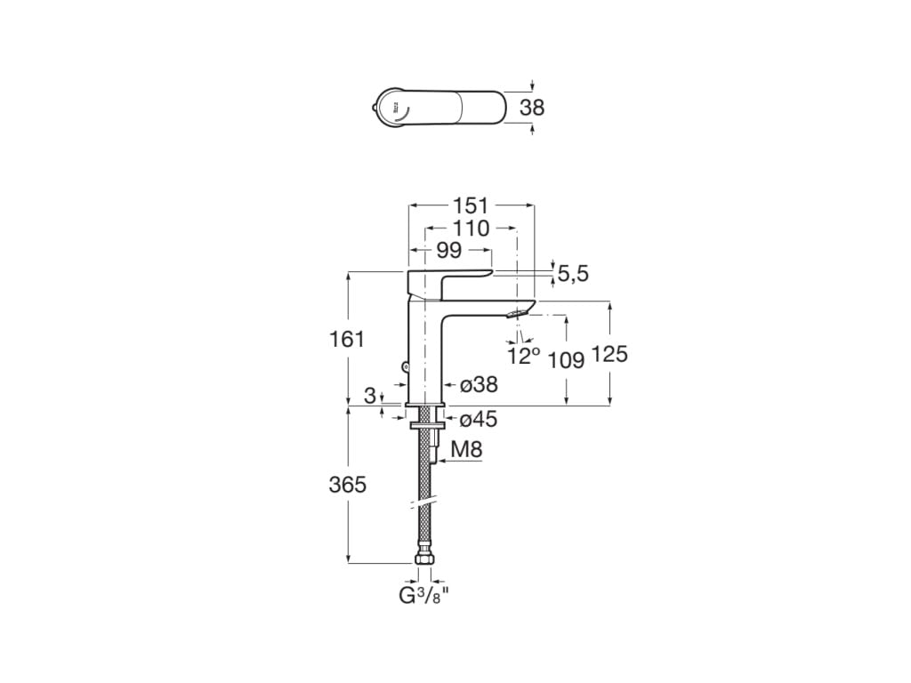 Roca - Mezclador monomando para lavabo con enganche para cadenilla, Cold Start Cala A5A316EC00