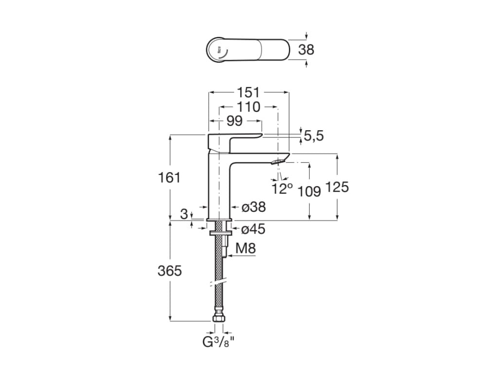 Roca - Mezclador monomando para lavabo Cala A5A326EC00